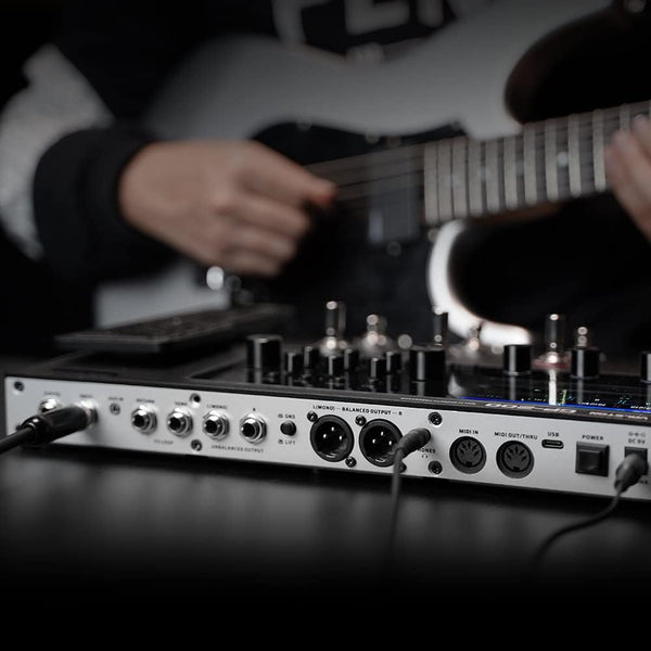 Valeton GP-200 multi effects processor connected to electric guitar and amplifier in real world setup