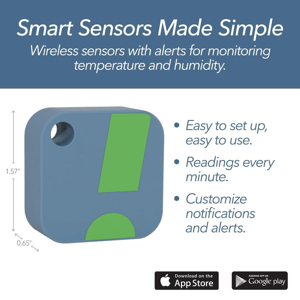 Compact wireless temperature and humidity sensor designed for easy setup with real-time monitoring and alerts
