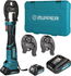 Zupper electric copper crimper tool kit with 18V battery charger pressing jaws and carrying case
