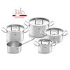 Fissler - pure-profi collection 9-piece Set with Stainless Steel Lids