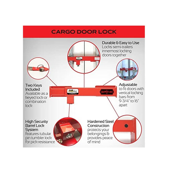 Equipment Lock Cargo Door Lock CDL - Steel Cargo Door Lock - Truck Accessories & Storage - Maximum Security Door Lock - for Semi Trailer Trucks & Containers - Safety Red