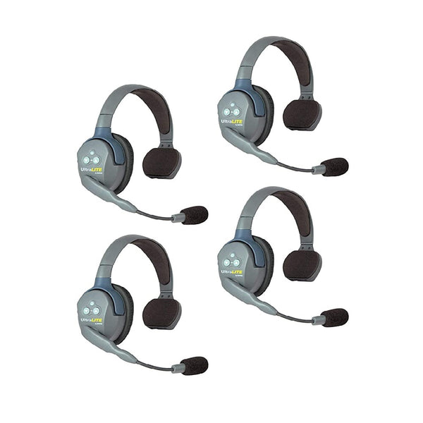 Eartec UL4S UltraLITE Full Duplex Wireless Headset Communication for 4 Users - 4 Single Ear Headsets