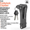 FoldyLock Clipster Folding Bike Lock - Award Winning Wearable Compact Bicycle Lock - Ultra Sleek Lightweight Smart Bike Security Accessory with Key Set for Bikes E Bikes and Scooters