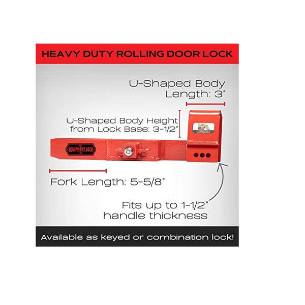 Equipment Lock Heavy Duty Rolling Door Lock HDRDL - Roll Up Door Lock System - Maximum Security Storage Container Lock, Box Truck Lock & Trailer Lock - Keyed Security - Tough Portable Door Lock