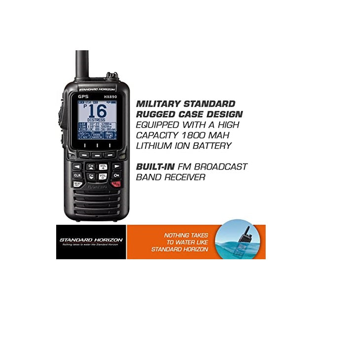 STANDARD HORIZON HX890BK VHF-HH, Watt, w/GPSFM Rcvr Pete Organics