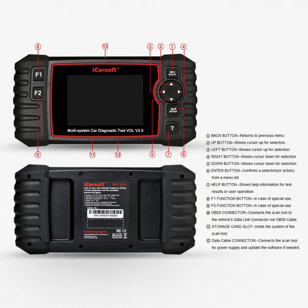 iCarsoft Auto Diagnostic Scanner VOL V2.0 for Volvo/SAAB with ABS Scan,Oil Reset, ABS Bleeding, Injector Coding ect