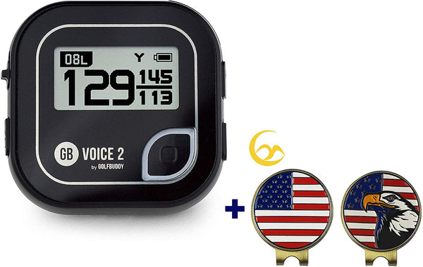 GolfBuddy Clip-on Voice 2 Golf Navigation GPS for Hat with Custom Ball Marker Hat Clip