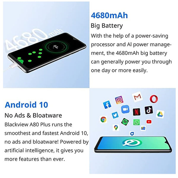 Blackview A80 Plus 4G Unlocked Smartphone Phones (4GB+64GB) 6.49