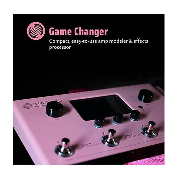 Hotone Ampero MP-100 Guitar Bass Amp Modeling IR Cabinets Simulation Multi Language Multi-Effects with Expression Pedal Stereo OTG USB Audio Interface(Pink Limited Edition)