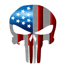 Punisher Symbol Steel Laser Cut Wall Art with a Vibrant Color American Flag Pattern 18"