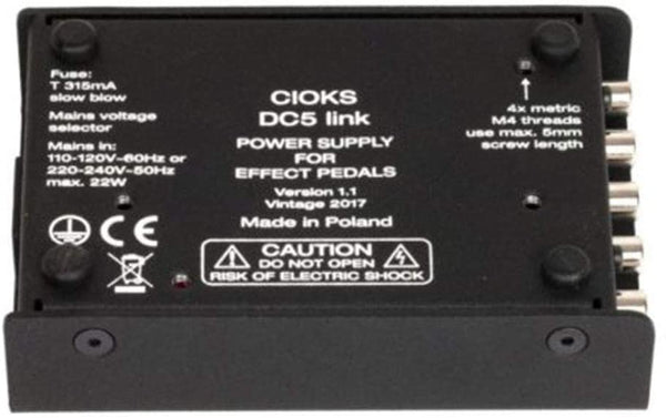 CIOKS DC5 Link Universal Power Supply with 5 Isolated Outputs and 10 Flex Cables for Effect Pedals  9V / 12V / 18V DC