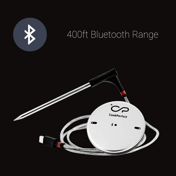 CookPerfect Smart Wireless Meat Thermometer with 400ft Bluetooth Range for The Oven Grill Kitchen BBQ Smoker Rotisserie with Bluetooth and WiFi Digital Connectivity (1 Probe Included)