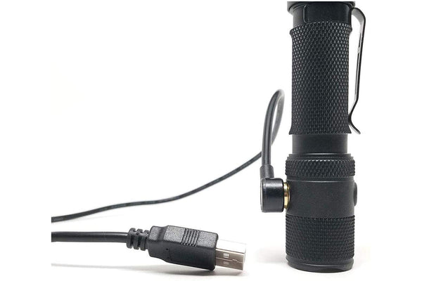 PowerTac M5 Tactical Flashlight with USB Magnetic Charging Cable- Lightweight Waterproof Flashlights for Emergencies Hiking