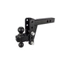 BulletProof Hitches 2.0" Adjustable Heavy Duty (22,000lb Rating) 4" Drop/Rise Trailer Hitch with 2" and 2 5/16" Dual Ball (Black Textured Powder Coat, Solid Steel)