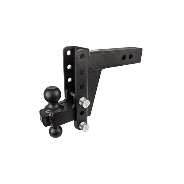 BulletProof Hitches 2.5" Adjustable Heavy Duty (22,000lb Rating) Trailer Hitch with 2" and 2 5/16" Dual Ball (Black Textured Powder Coat, Solid Steel)