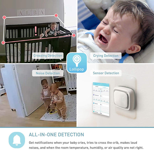 Lollipop Baby Camera with True Crying Detection (Turquoise) -Smart WiFi Baby Camera
