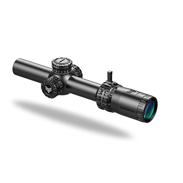 Swampfox Arrowhead Tube Riflescope, Wider Field of View consistent Reticle Size Super Low Light compatible1-10X24 SFP Green IR MOA 30mm