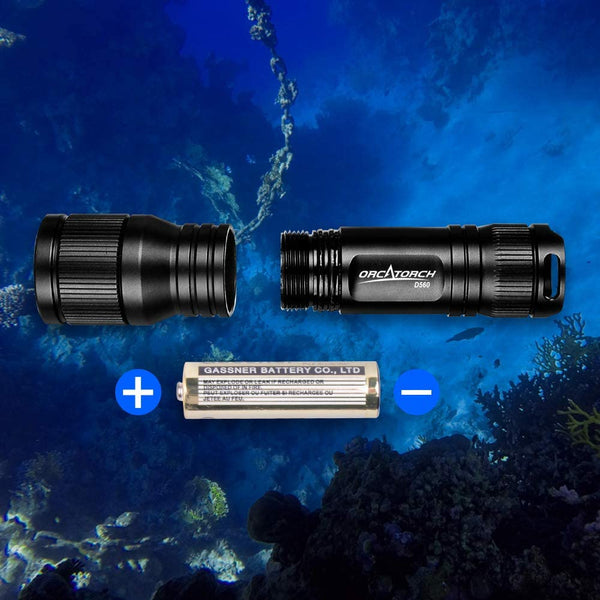 ORCATORCH D560 Mini Scuba Dive Underwater Torch ( Snorkel Mask Not Included)