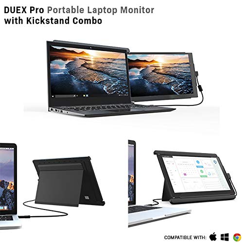 Portable Monitor -Duex Pro Upgraded 2.0 with Kickstand Combo, 12.5 Inch Full HD IPS Screen for laptops, USB C/Type -A Lightweight Dual Laptop Monitor, Brightness Adjustable Anti Glare Portable Screen