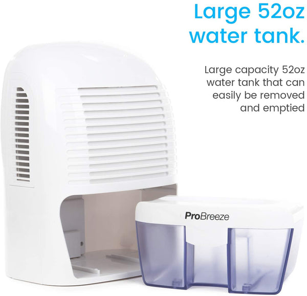Pro Breeze Electric Mini Dehumidifier, 2200 Cubic Feet (250 sq ft), Compact and Portable for High Humidity in Home, Kitchen, Bedroom, Basement, Caravan, Office, Garage