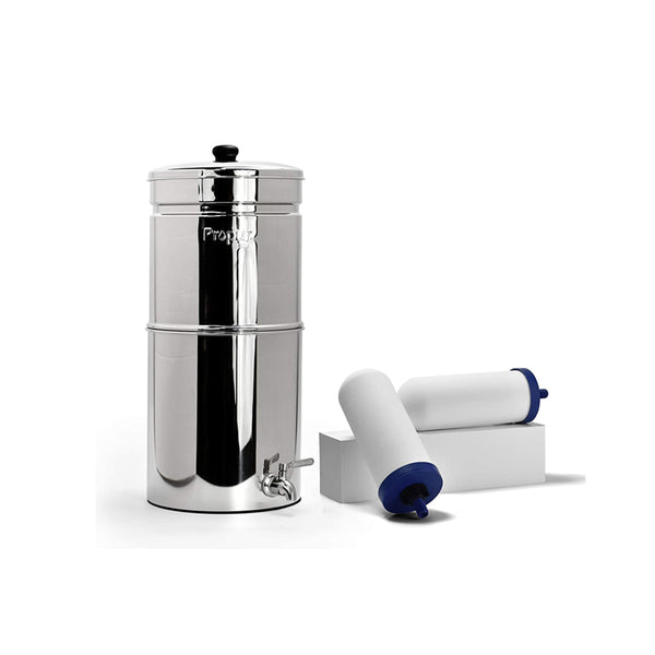 ProPur Big Stainless Steel Water Purification + 2 New ProOne G 2.0 7" Filter Elements Chemical and Fluoride Removal