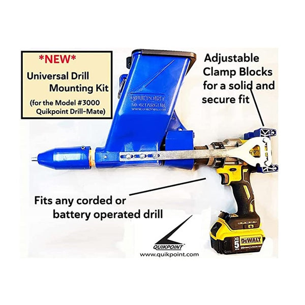Quikpoint 3000-UDC Electric Mortar Pointing Gun Drill-Mate Adapter Universal Clamping Kit Perfect for tuck Pointing Brick Stone Work Thin Brick Grouting Crack Repair and Glass Block