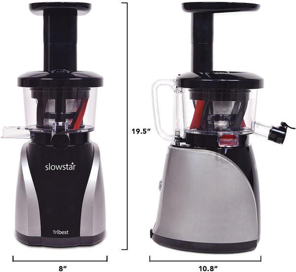 Tribest Slowstar Vertical Slow Juicer and Mincer SW-2020, Cold Press Masticating Juice Extractor in Silver and Black