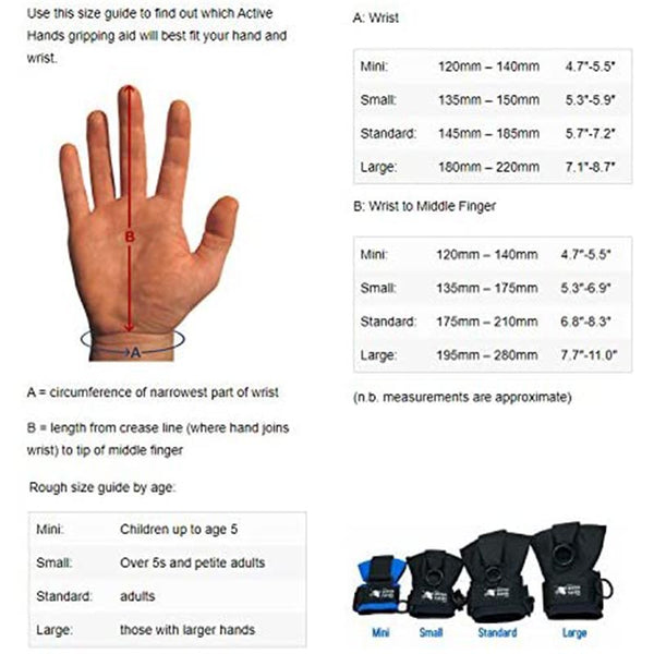 Active hands multipurpose gloves measurements