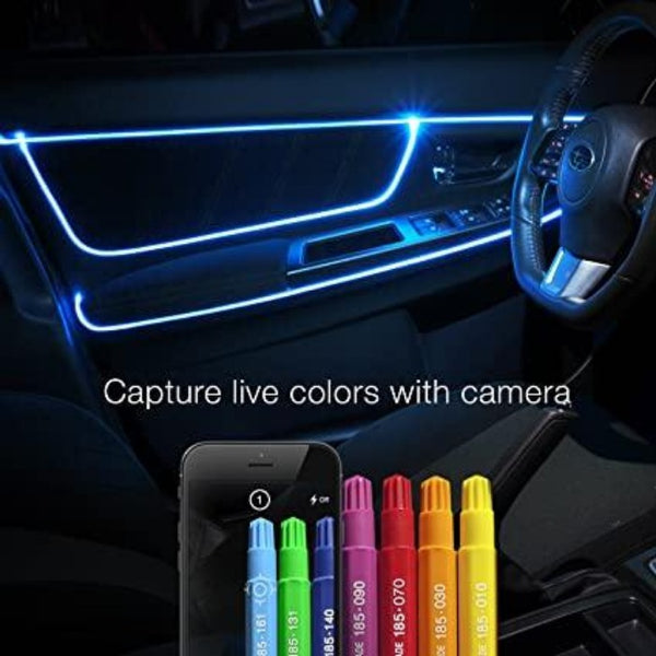 6pc LED Head 2pc 6ft Fiber Optic Roll Light Kit XKchrome App Controlled Bluetooth Enabled Automotive Car Truck Dash Door Interior Architectural Home Indoor Accent Flexible w/Mounting Tab 5V Advanced
