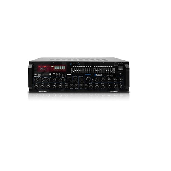 Technical Pro MM2000BT - 2000 Watts DJ Karaoke Mixer and Amplifier with Built-in Bluetooth with Effects and EQ - 6 Mic Inputs with 4 Mic Controls