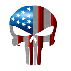 Punisher Symbol Steel Laser Cut Wall Art with a Vibrant Color American Flag Pattern 36"