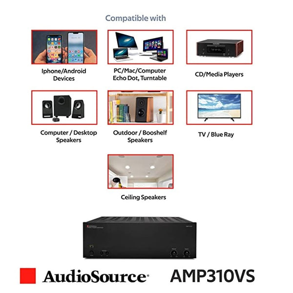 AudioSource Analog Amplifier, Stereo Power A Amplifier AMP210VS for Home Sound Systems