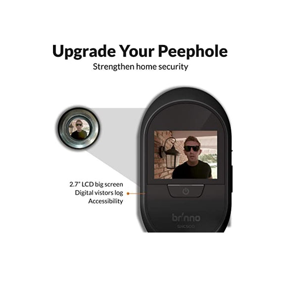 Brinno Peephole Camera Home SHC500 Manual Operation Security Long-Lasting Battery DIY Install LCD Screen Black 12mm Size