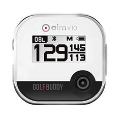 GolfBuddy Aim V10 1.2 Inch LCD Display Talking Visual Golf Green GPS, Chrome