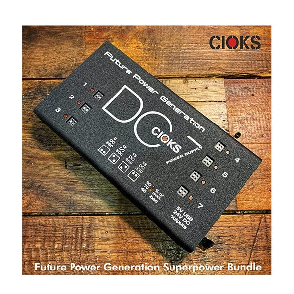 CIOKS DC7-C8E 15 Isolated 24v DC 7 Expandable Outlets Power Supply Drill-Free Mounting 4 Different Voltages 12 Flex Cables USB-Output Three LED Bundle Kit