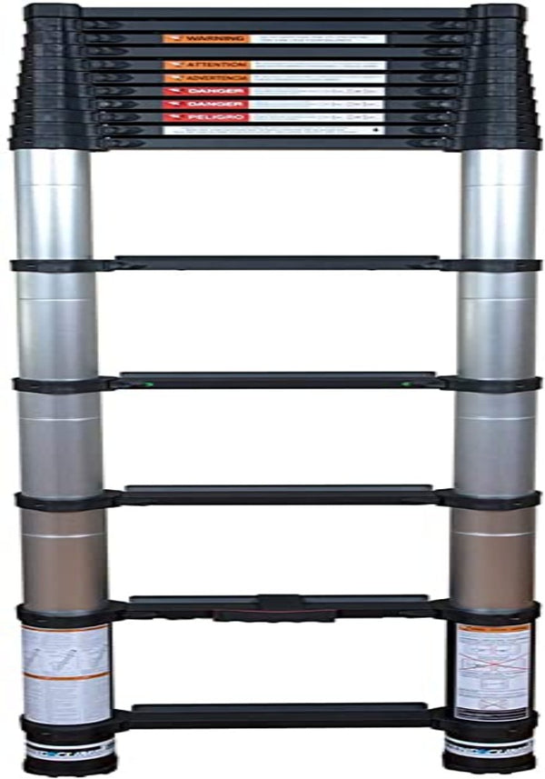 Zonex Xtend & Climb Contractor Series 155+ 15.5 Feet Telescoping Folding Ladder for Home and Professional Use, Telescopic Technology, Collapsible Ladder, Aluminum Retractable Ladder