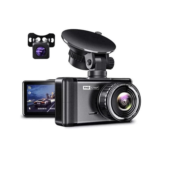 JOMISE F3S Dual Dash Cam 1296P Max, Front and Rear 1080P Full HD Dash Camera with 2.35" LCD 170°Wide-Angle Lens, WDR, GPS, G-Sensor, Night Vision, Loop Recording, Support 128GB Max