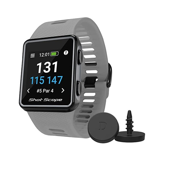 Shot Scope V3 GPS Watch - F/M/B + Hazard Distances - Automatic Shot Tracking - iOS and Android Apps - 100+ Statistics, Including Strokes Gained - 36,000+ Pre-Loaded Courses - No Subscriptions