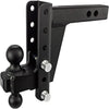 BulletProof Hitches 2.0" Adjustable Heavy Duty (22,000lb Rating) 6" Drop/Rise Trailer Hitch with 2" and 2 5/16" Dual Ball (Black Textured Powder Coat, Solid Steel)