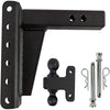 BulletProof Hitches 2.0" Adjustable Heavy Duty (22,000lb Rating) 6" Drop/Rise Trailer Hitch with 2" and 2 5/16" Dual Ball (Black Textured Powder Coat, Solid Steel)