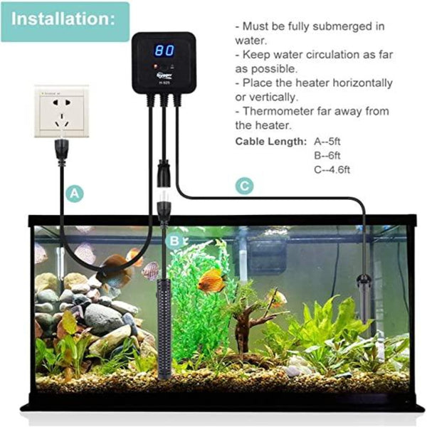 Hygger 500W 300W Digital Quartz Aquarium Heater, Fast Heating Submersible Thermostat for Fish Tank 30-120 Gallon, Temp Controller (500W (for 60-120 Gallon))