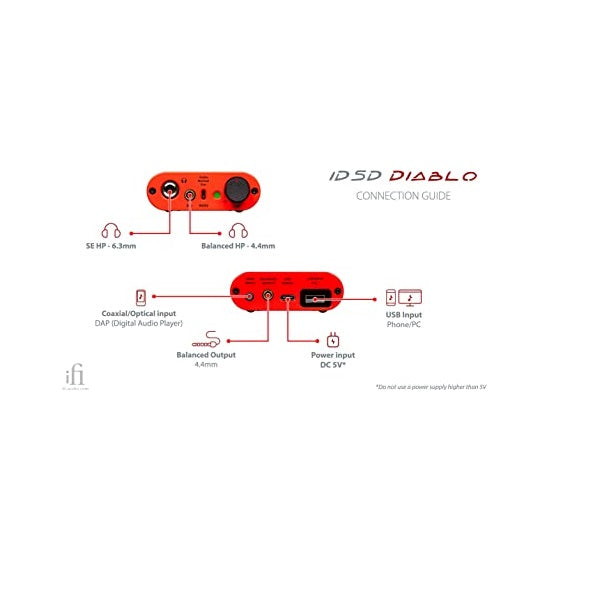 iFi iDSD Diablo Purist Portable DAC/Headphone Amplifier - USB/SPDIF Input - 4.4mm Balanced Output - 4.4mm & 6.3mm Headphone Jacks