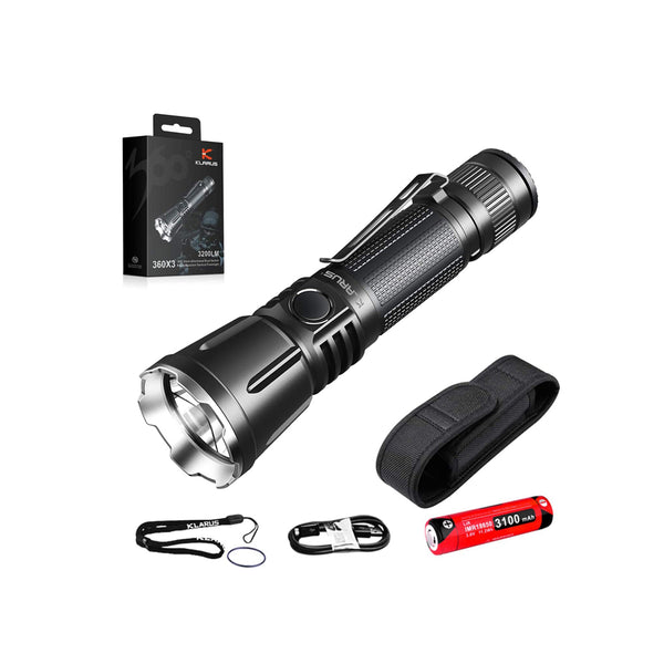 Klarus 360x3 3200 Lumens USB Rechargeable Tactical Flashlight