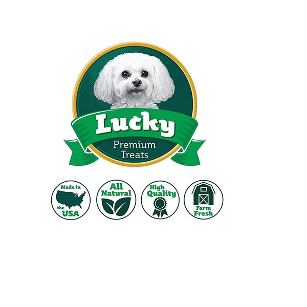 Lucky Premium Treats Chicken Wrapped Rawhide Dog Treats, All Natural Gluten Free Dog Treats for Medium Dogs, Made