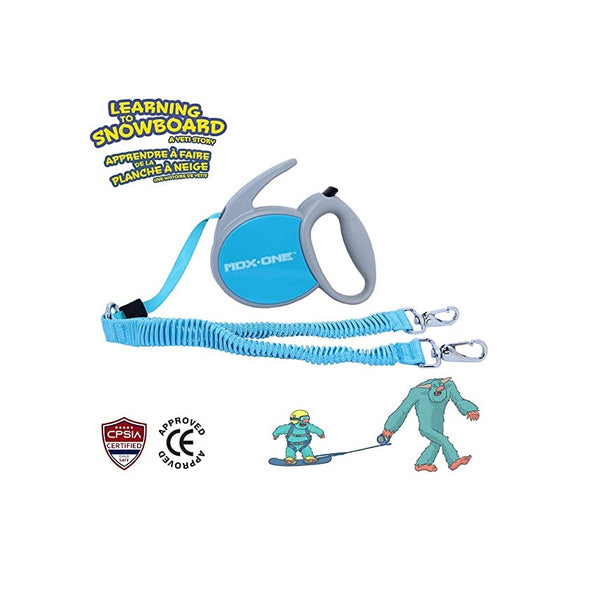 MDXONE Kids Snowboard Ski Harness Trainer with Retractable Leash and Absorb bungees (Aqua) Winter 21-22 Yetis Logos