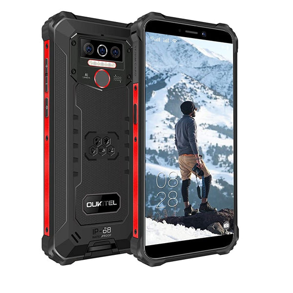 OUKITEL WP5 Rugged Cell Phone Unlocked, Android 10 Smartphone 8000mAh Battery IP68 Waterproof Rugged Smartphone, 5.5" HD+ 4GB 32GB Face ID Fingerprint Triple Camera Global Version 4G LTE GSM