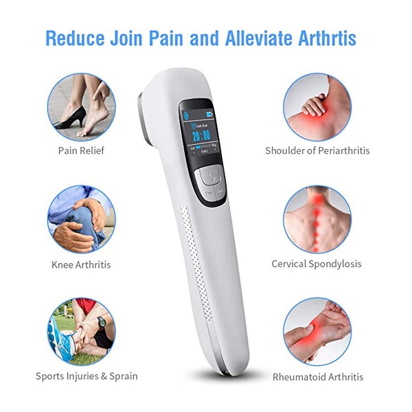 Red Light Therapy Device for Shoulder Back Knee Joint Muscle Pain Relief, 13pcs x 650nm + 3pcs x 808nm, 4 Power + 4 Timer, Handheld