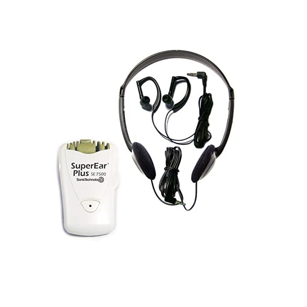 SuperEar Plus Model SE7500 Personal Sound Amplification Product with Case, Headphones and Discreet Earbuds