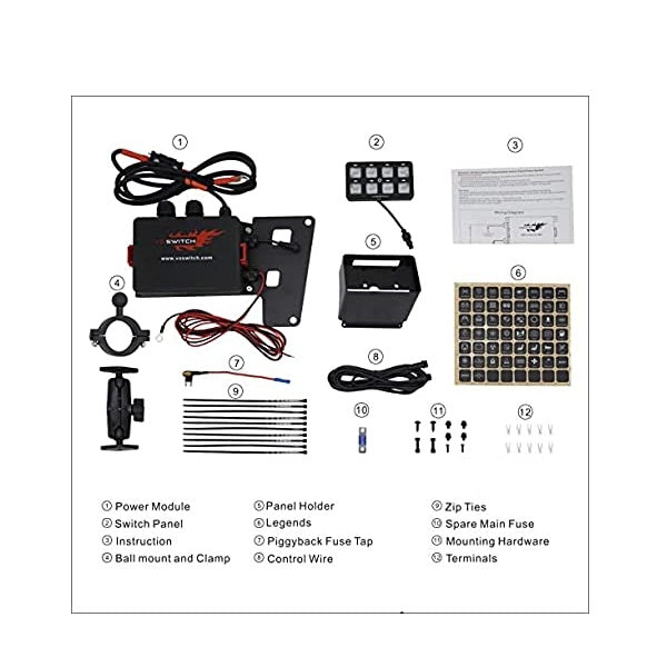 Voswitch JK100 Overhead Programmable 8 Switch on/Off Panel Power Control System for Jeep Wrangler JK JKU 2007-2018
